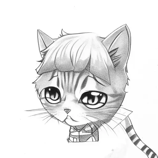 A Cute Chibi Cat Cosplaying As A Popular Anime Character