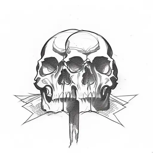 A Sketch-style Tattoo Of A Skull Wearing A Motorcycle Jacket