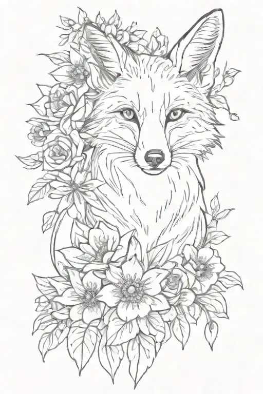 Flowers And Fox In Flowers