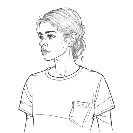 A Girl Wearing A Black T - Shirt