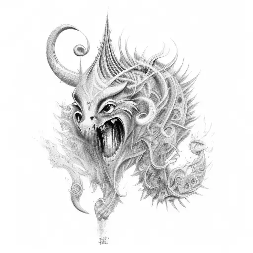 A Surreal Sketch-style Tattoo Of A Mystical Creature Composed Of Smoke And Animal Elements