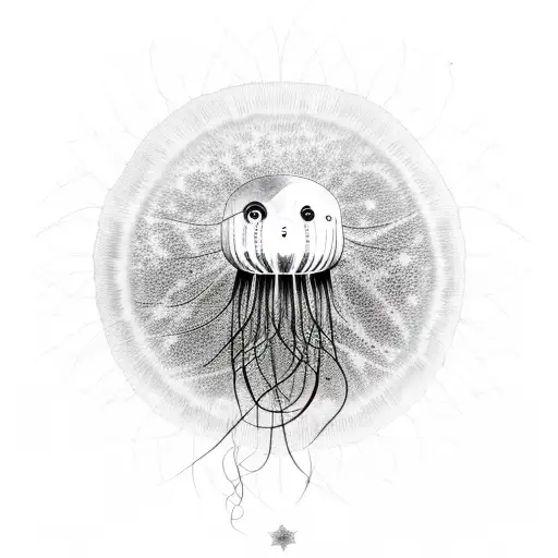 Cannonball Jellyfish Surrounded By A Celestial Galaxy