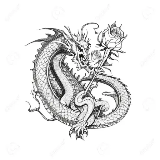 Dragon Protecting A Rose