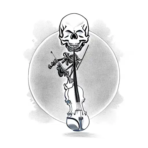 A Skull Playing A Violin In A Shinigami Graveyard