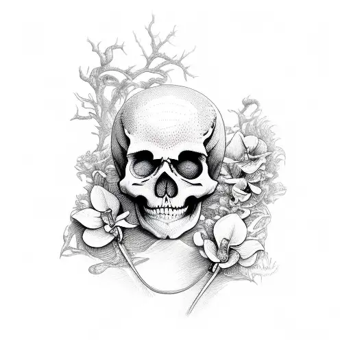 Skeleton And Orchid