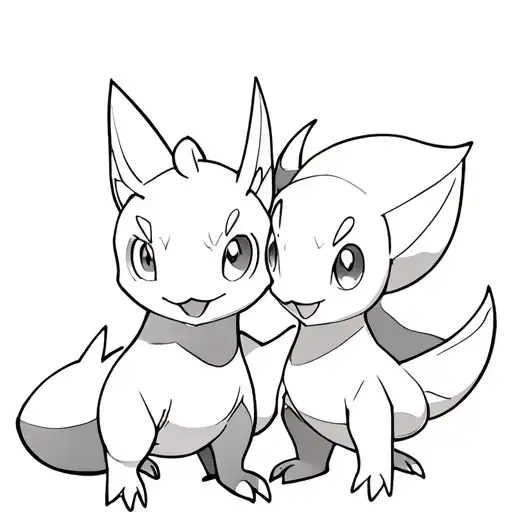 Pokemon Vulpix And Charmander Standing Semi Realistic