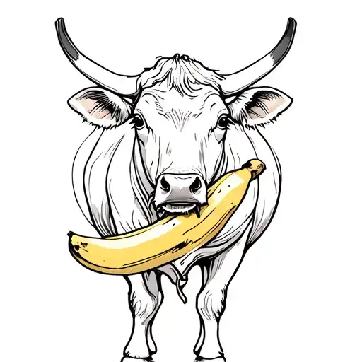 Cow Eating A Banana