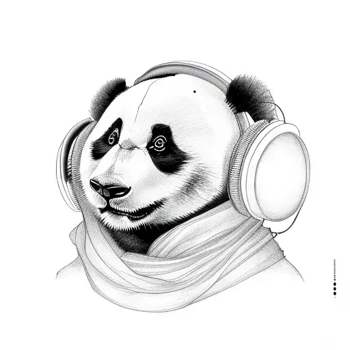 Panda Listening To Music On Headphones