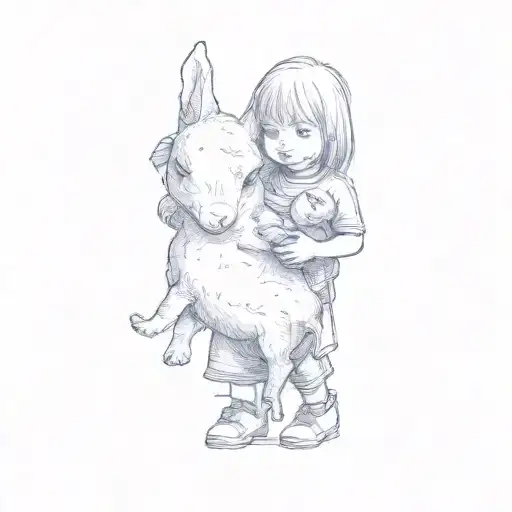 A Child Holding A Dead Animal