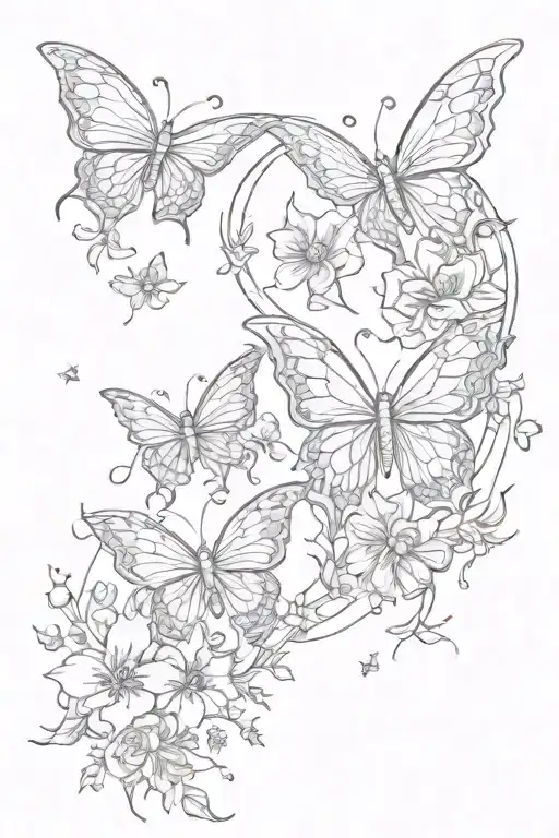 Floral Butterflies Moon Mini Dragons Flying