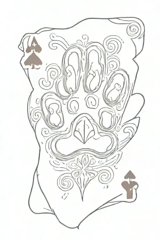 Playing Card Featuring Paw Print In The Shape