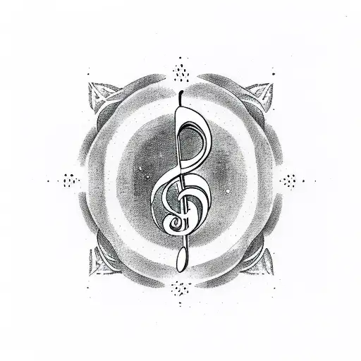 A Sketch-style Tattoo Of A Music Note Constellation In The Shape Of A Cat