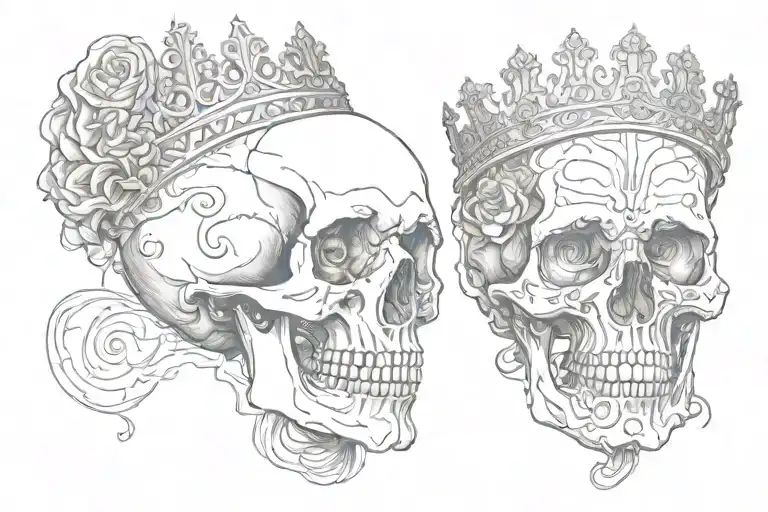 Skull Kind And Queen And Beneath Infinity Sign Intertwined