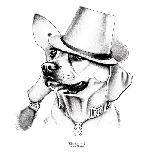 Whimsical Sketch Of A Dog Wearing A Detective Hat