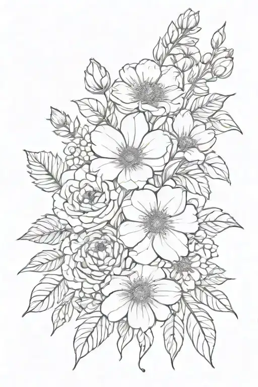 Birth Flower Bouquet Tied