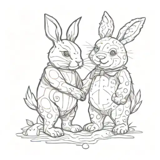 A Bunny And Bear Holding Hands