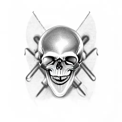 A Realistic Skull With Musical Notes As Its Teeth