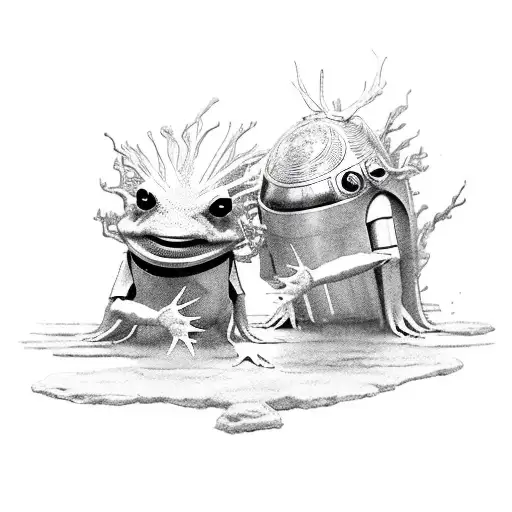 Two Axolotl One Dressed As A Lord Of The Ring Character The Other A Star Wars Character