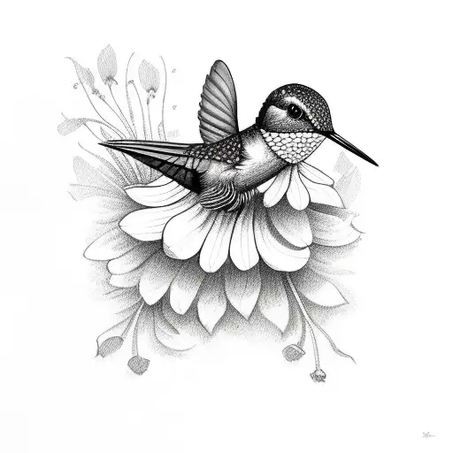 Hummingbird With Flowers