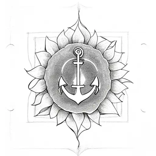 Anchor With One Sunflower In The Back