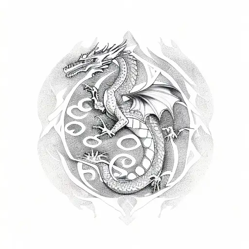 Dragon With Tree Of Life