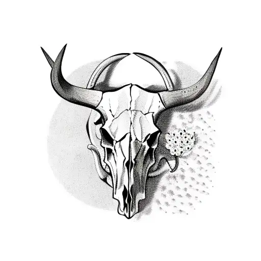 Bull Skull With Lily Of The Valley