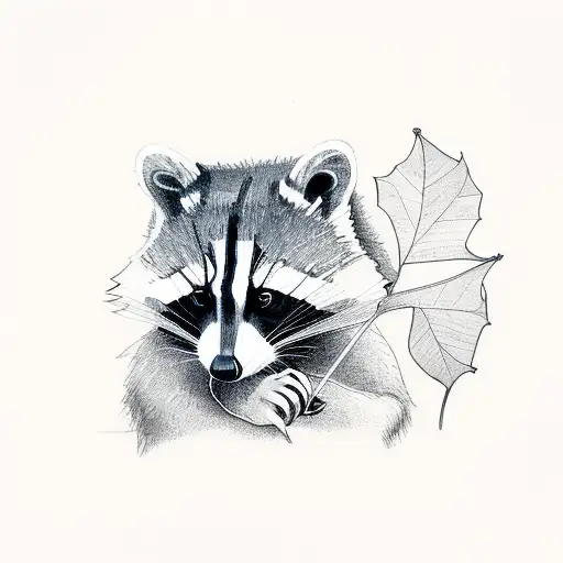 Racoon With Leaf