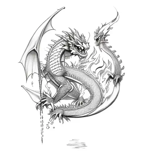Water Dragon And Fire Dragon Fighting