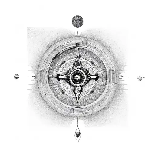 Yin And Yang With Compass