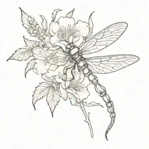 Larkspur Flower With Dragonfly Surrounded