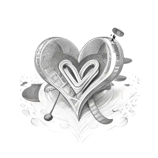 Love Heart With 4 Music Notes