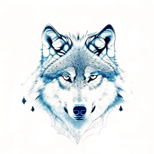 Wolf Silhouette Surrounded By Tribal Patterns