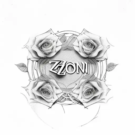 The Name Zyon With Roses In The Background And An Autism Symbol In The Letter Z