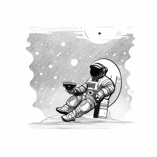 Astronaut Floating In Space Playing A Video Game