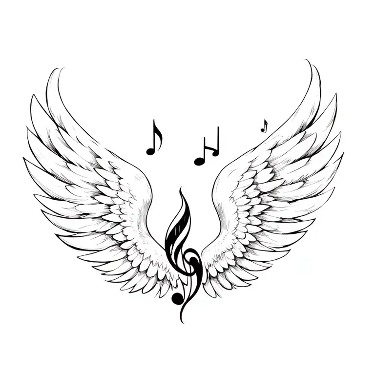 Angle Wings But With Music Notes Instead Of Lines