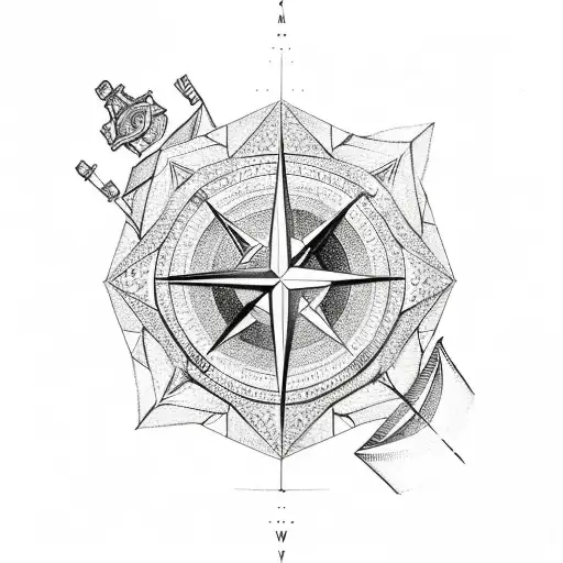 A Detailed Sketch Of A Diamond-shaped Compass Pointing Towards Personal Values
