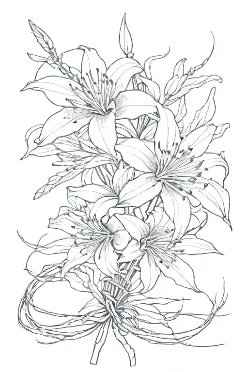 Spider Lily Bouquet Wrapped In Barbed Wire Wrapped