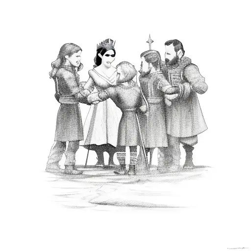 King And Queen Guiding Kid And The Kid Guides Three More Children