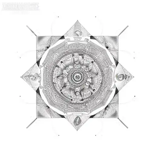 Zodiac Signs Intertwined In A Mandala Design