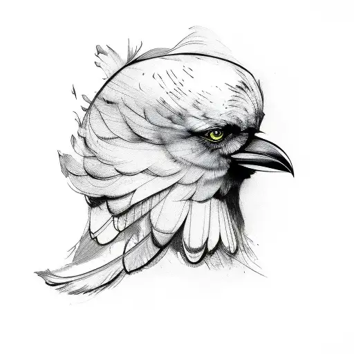 Feather In An Inkblot Where A Crow Flies Away