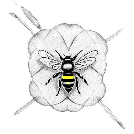 Four Leaf Clover With A Bee On One Leaf