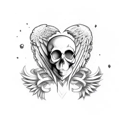 Heart With Skull And Wing