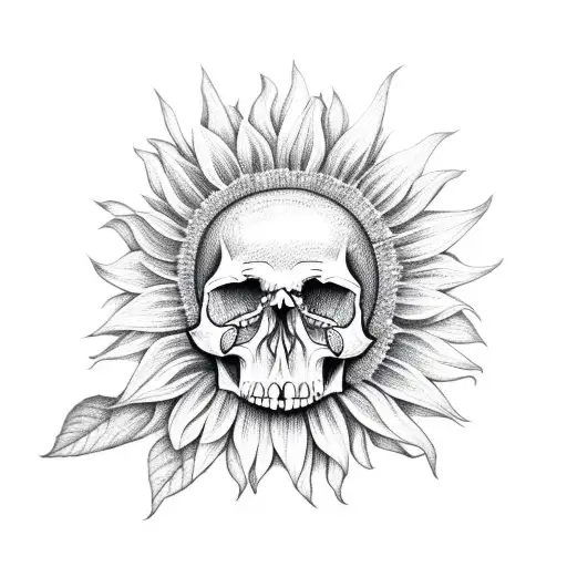 Sunflower With Skull Dark Art Gothic For Women