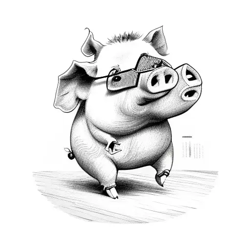 A Playful Pig Playing A Guitar On A Stage