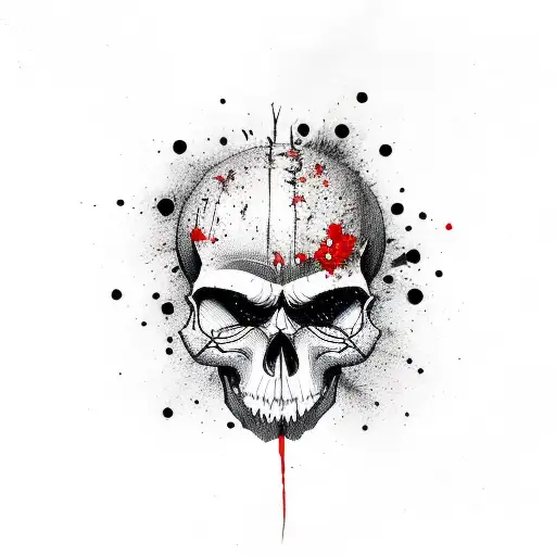 Trash Polska Skull Red Black Splatter