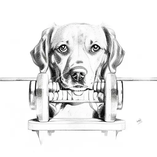 Dog Lifting Weights In A Gym