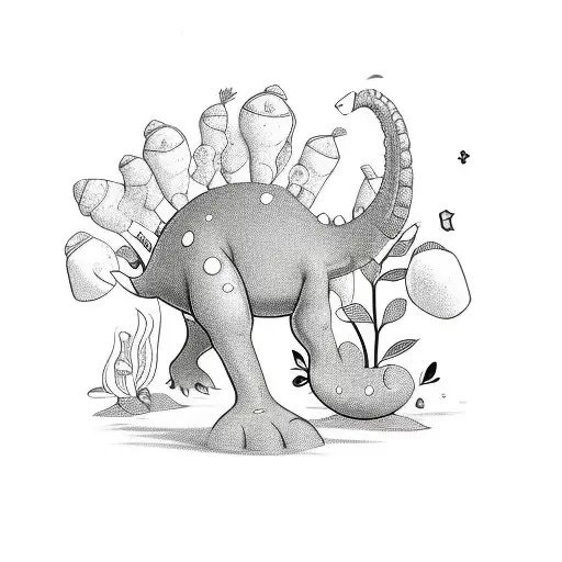 Cartoon Brontosaurus Sitting Down With A Flower On Top Of Its Head