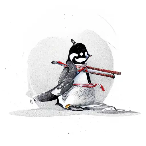 Penguin With Samurai Sword