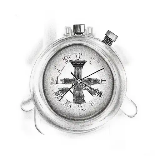 Broken Clock Tattoo With Time Is Of The Essence Written Next To The Clock