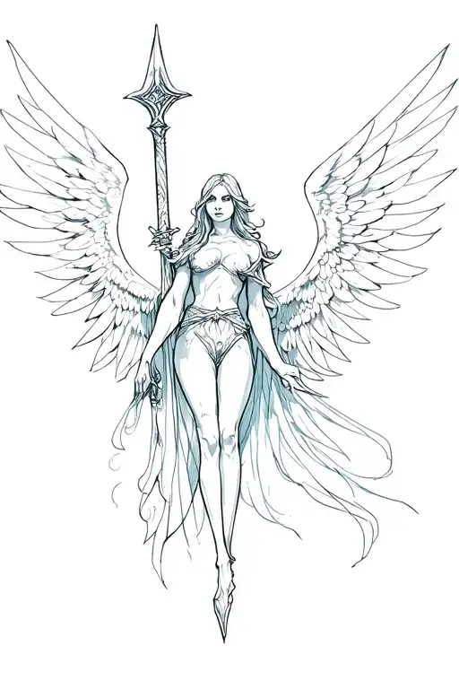 Angle With Sord With Wings Spread